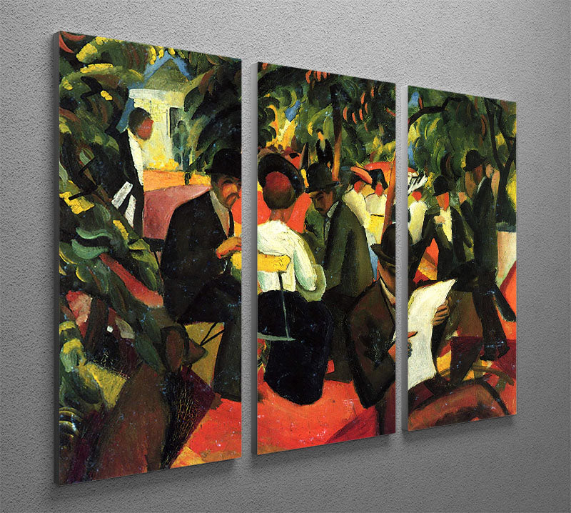 Garden Restaurant by Macke 3 Split Panel Canvas Print - Canvas Art Rocks - 2