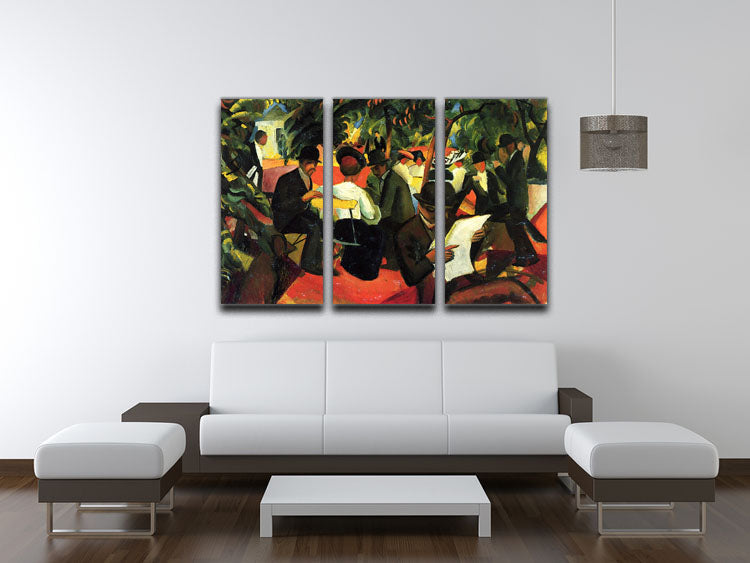 Garden Restaurant by Macke 3 Split Panel Canvas Print - Canvas Art Rocks - 3