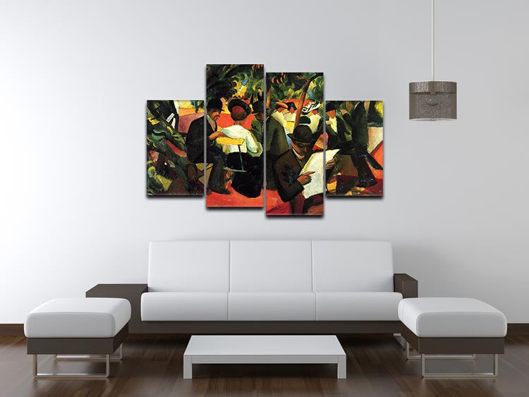 Garden Restaurant by Macke 4 Split Panel Canvas - Canvas Art Rocks - 3