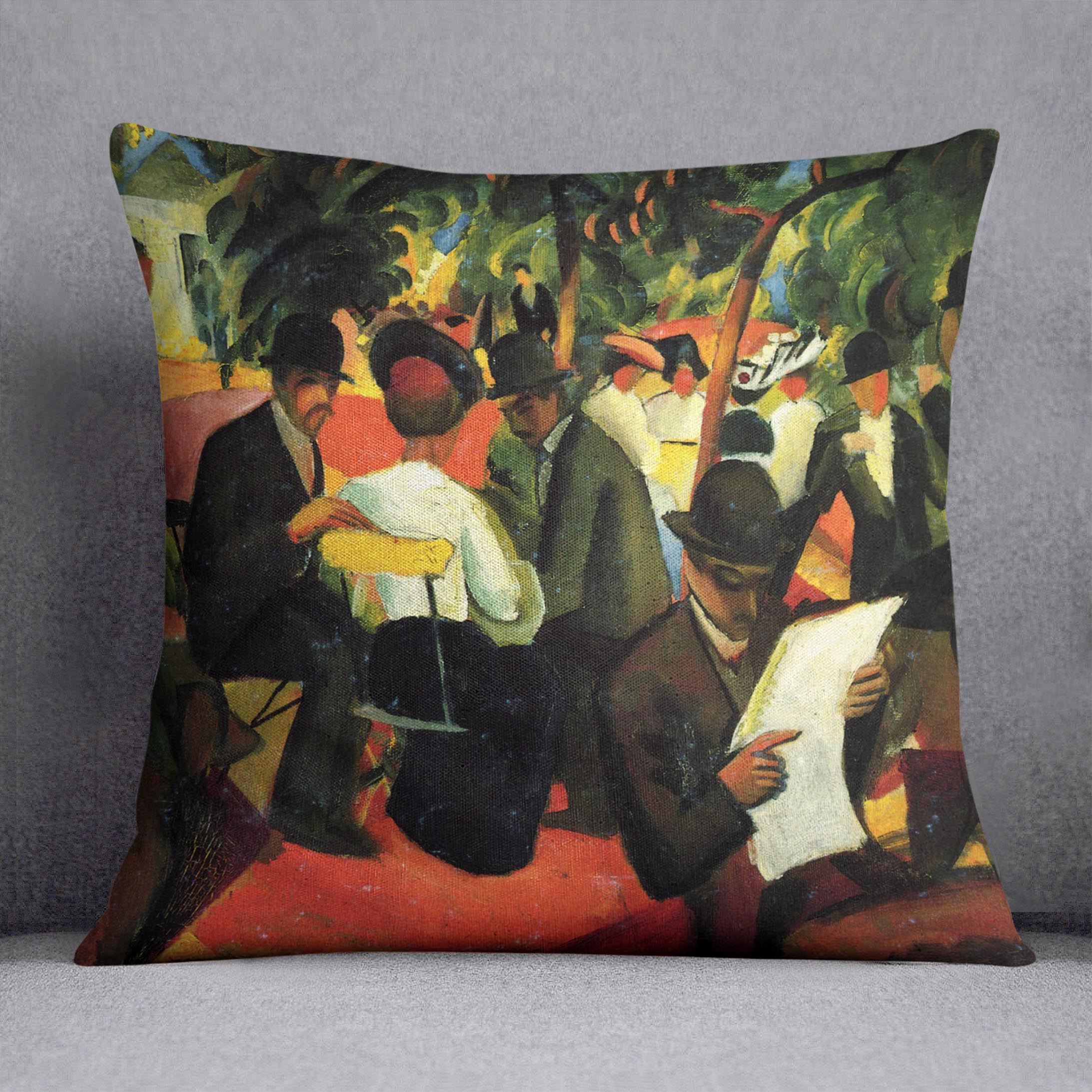 Garden Restaurant by Macke Cushion - Canvas Art Rocks - 1