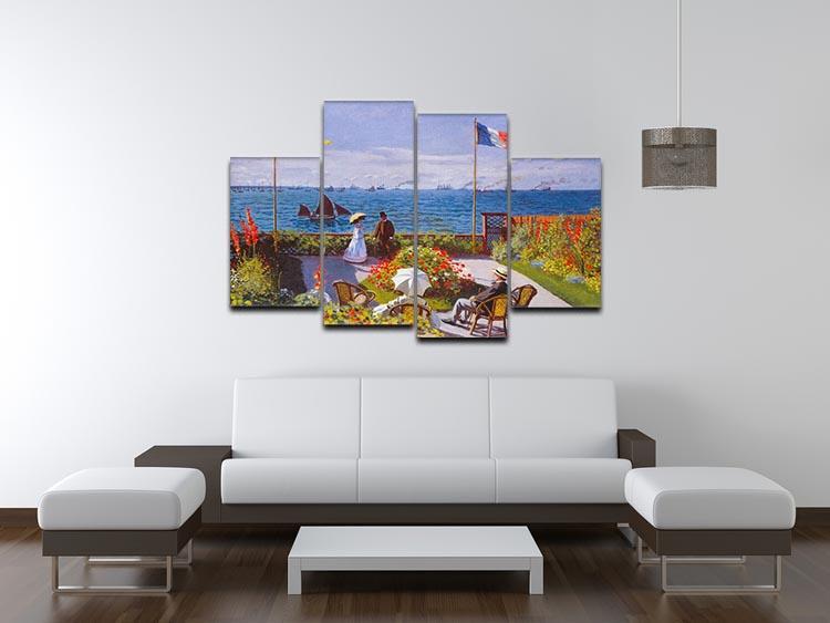 Garden at Sainte Adresse 2 by Monet 4 Split Panel Canvas - Canvas Art Rocks - 3