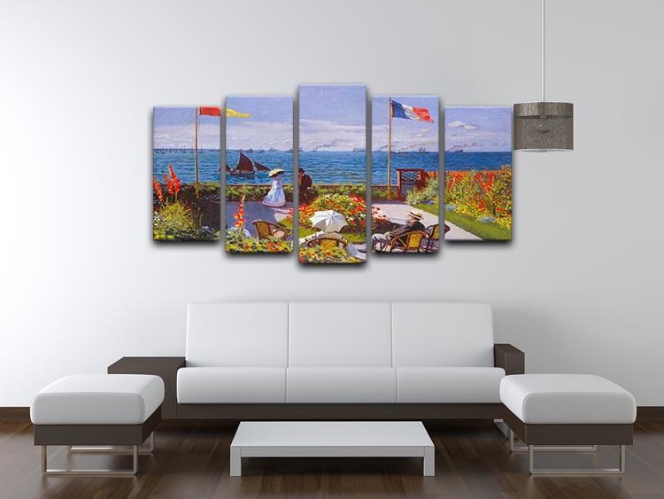 Garden at Sainte Adresse 2 by Monet 5 Split Panel Canvas - Canvas Art Rocks - 3