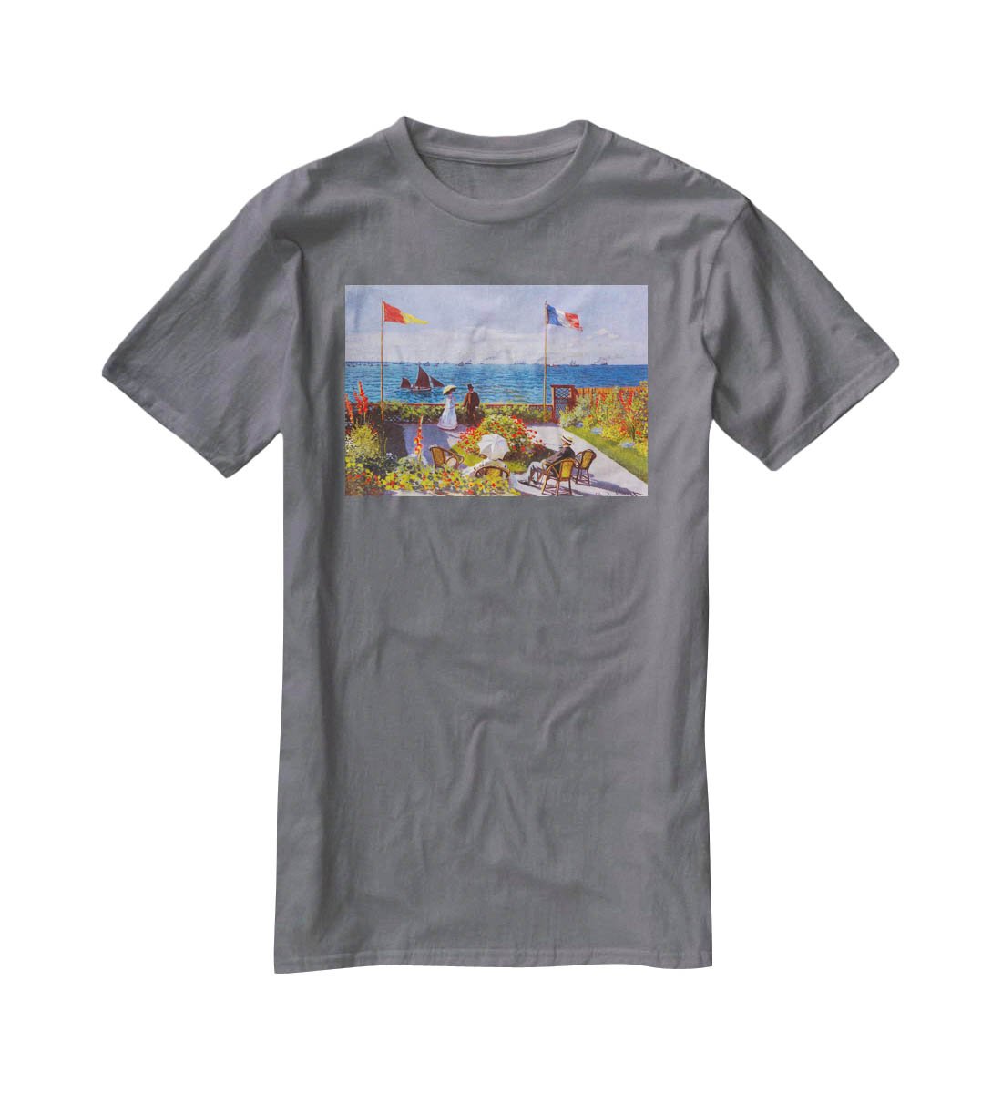Garden at Sainte Adresse 2 by Monet T-Shirt - Canvas Art Rocks - 3