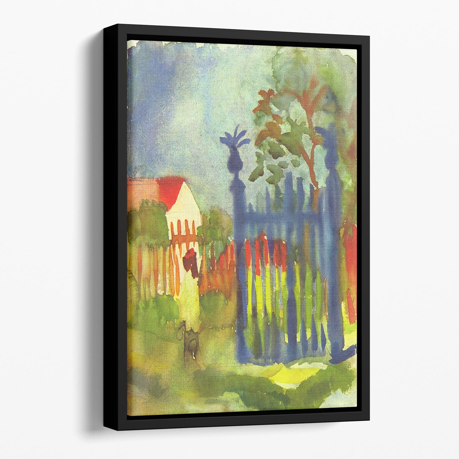 Garden gate by Macke Floating Framed Canvas - Canvas Art Rocks - 1