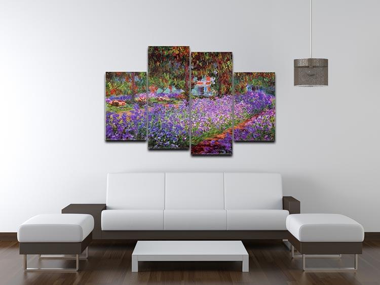 Garden in Giverny by Monet 4 Split Panel Canvas - Canvas Art Rocks - 3