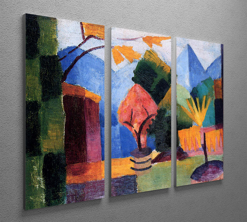 Garden on the lake of Thun by Macke 3 Split Panel Canvas Print - Canvas Art Rocks - 2