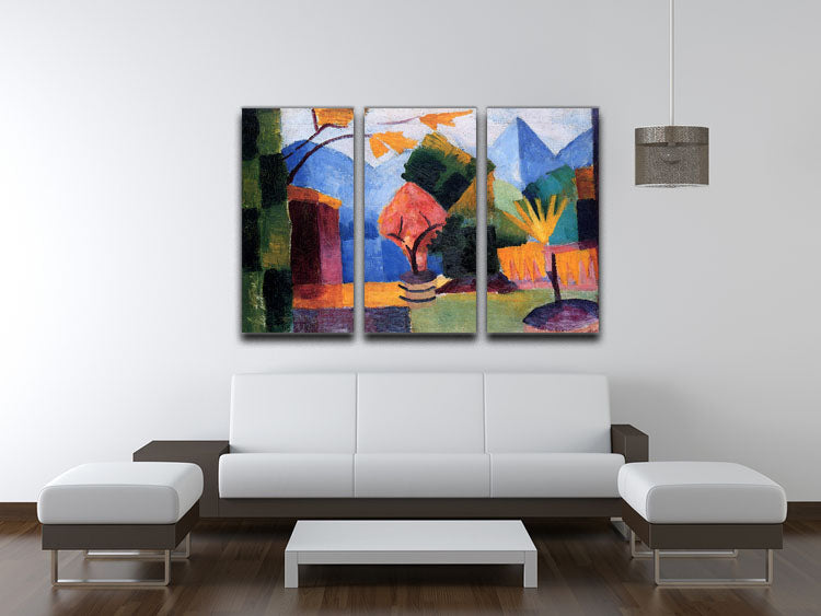Garden on the lake of Thun by Macke 3 Split Panel Canvas Print - Canvas Art Rocks - 3