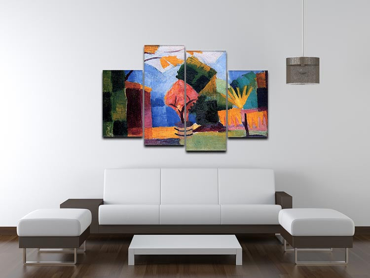 Garden on the lake of Thun by Macke 4 Split Panel Canvas - Canvas Art Rocks - 3