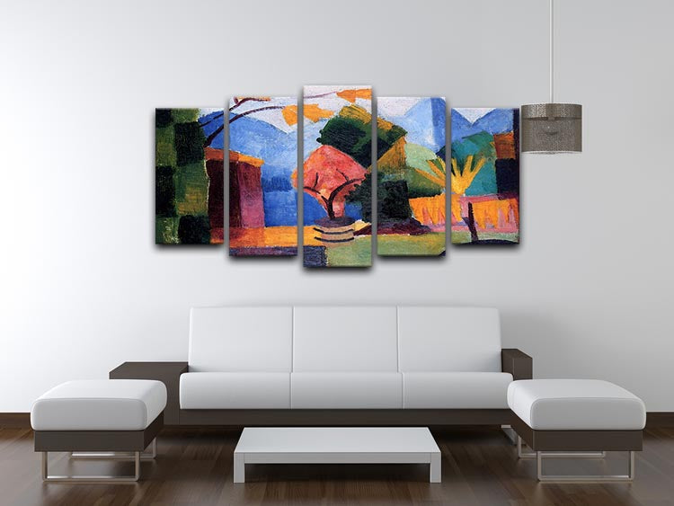 Garden on the lake of Thun by Macke 5 Split Panel Canvas - Canvas Art Rocks - 3
