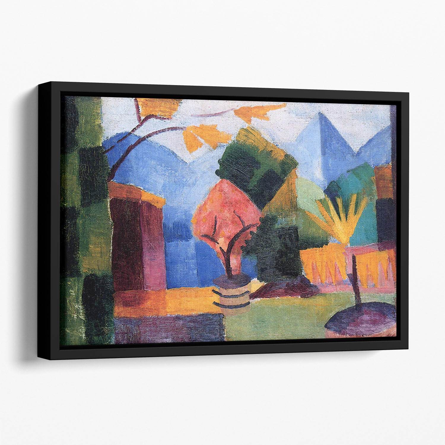 Garden on the lake of Thun by Macke Floating Framed Canvas - Canvas Art Rocks - 1