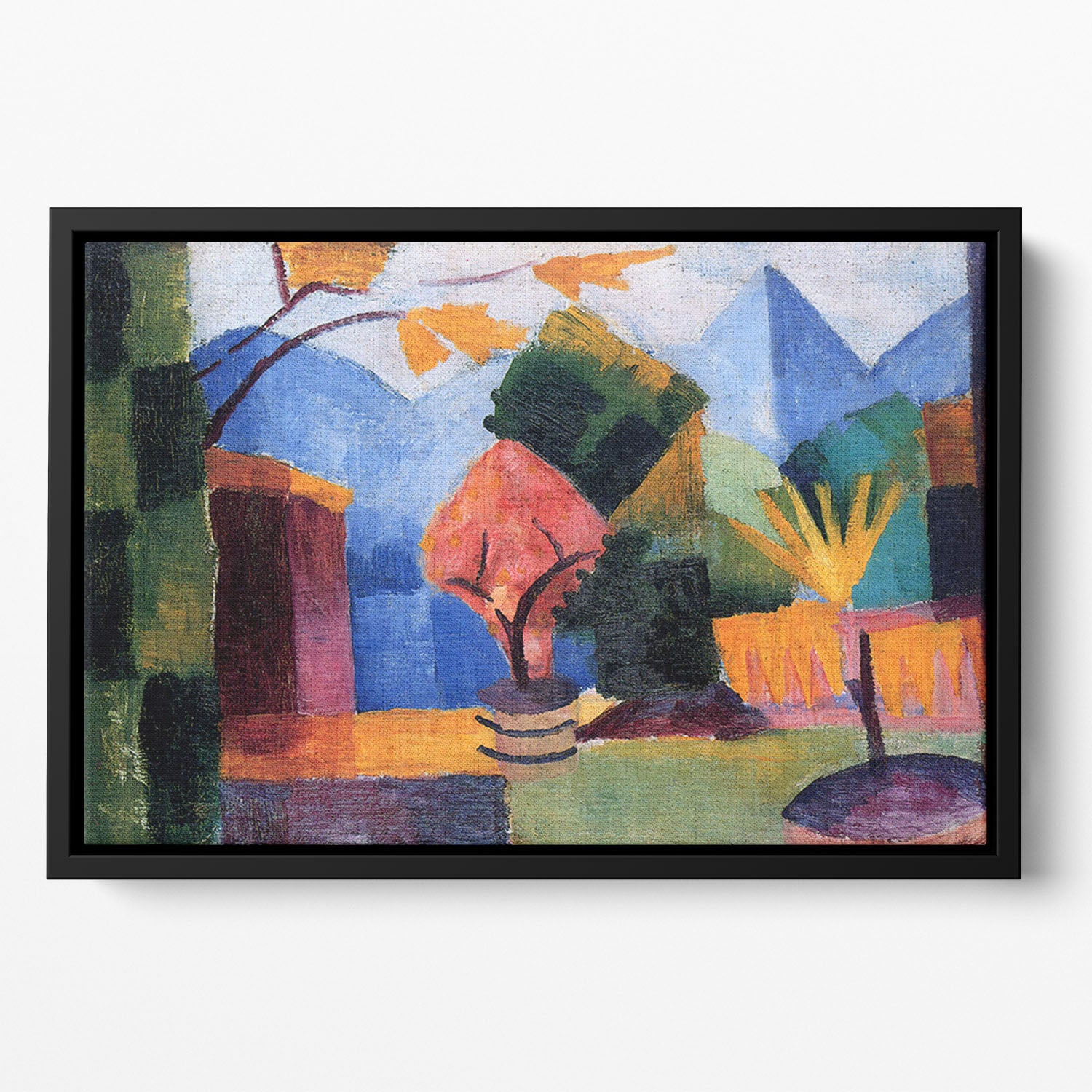 Garden on the lake of Thun by Macke Floating Framed Canvas - Canvas Art Rocks - 2