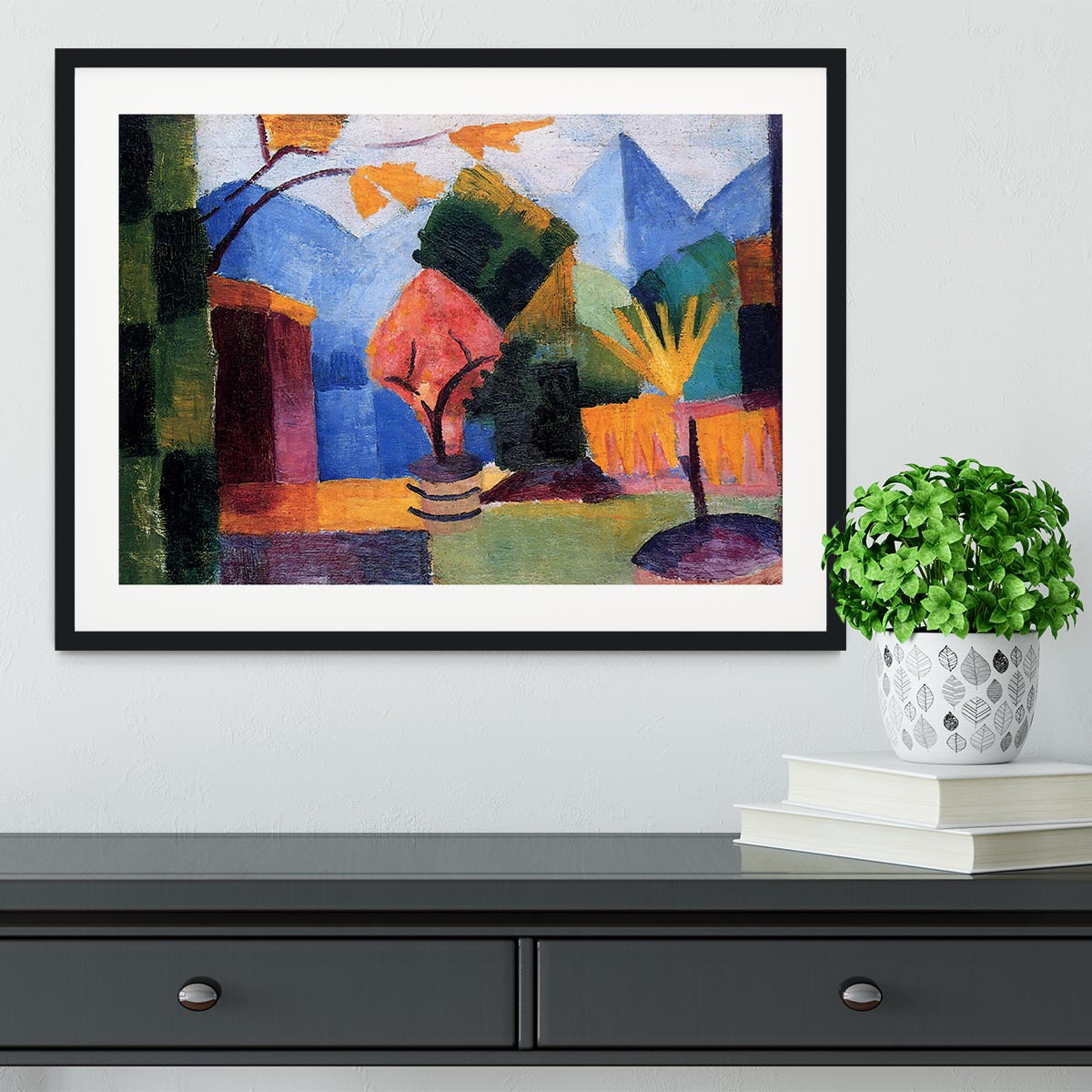 Garden on the lake of Thun by Macke Framed Print - Canvas Art Rocks - 1