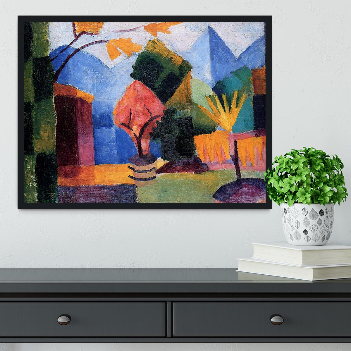 Garden on the lake of Thun by Macke Framed Print - Canvas Art Rocks - 2