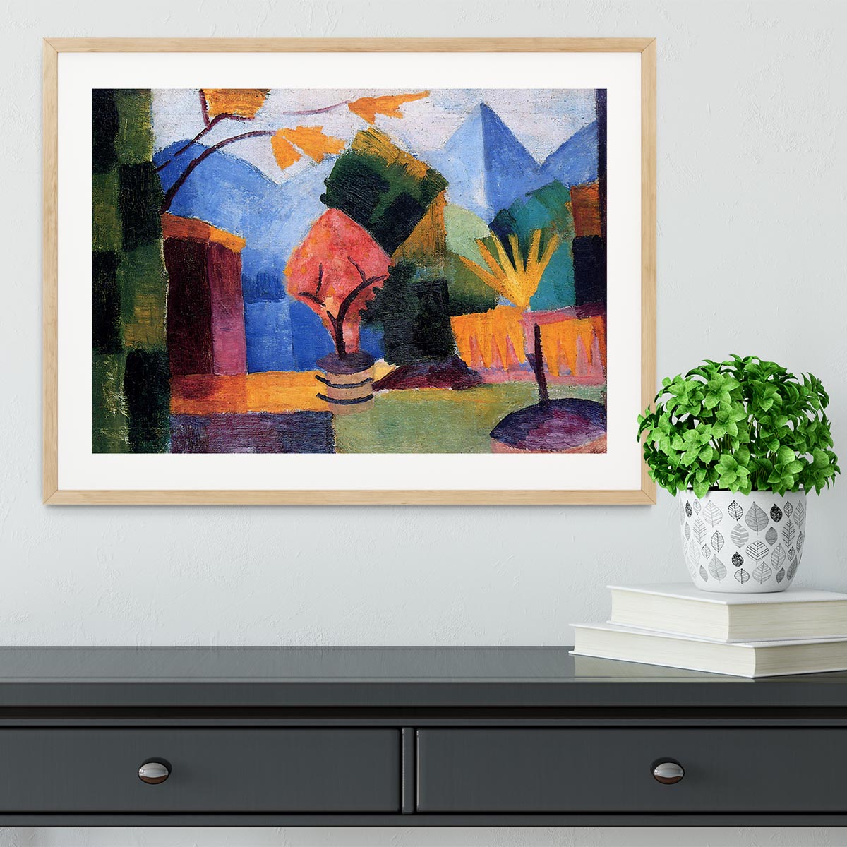 Garden on the lake of Thun by Macke Framed Print - Canvas Art Rocks - 3
