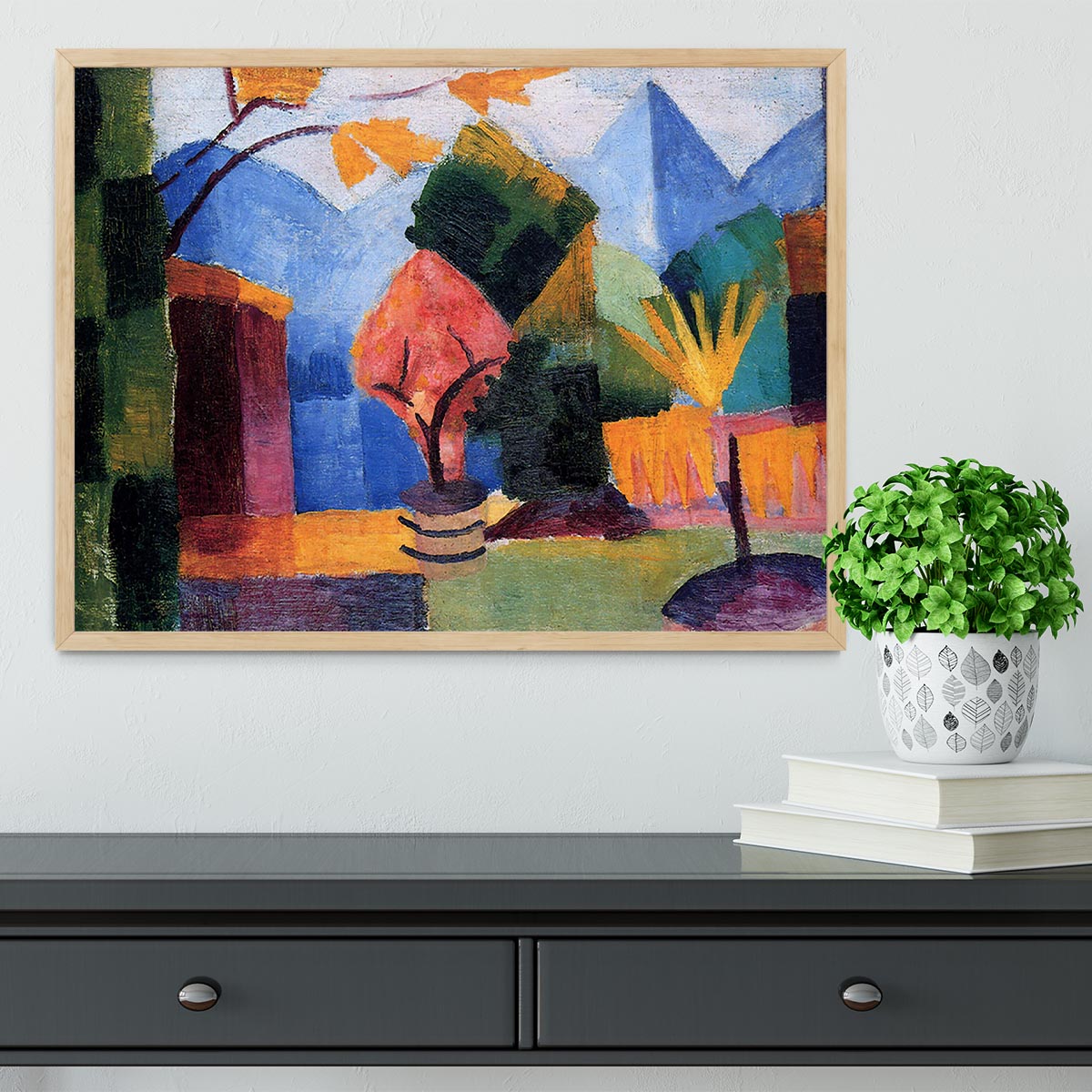 Garden on the lake of Thun by Macke Framed Print - Canvas Art Rocks - 4
