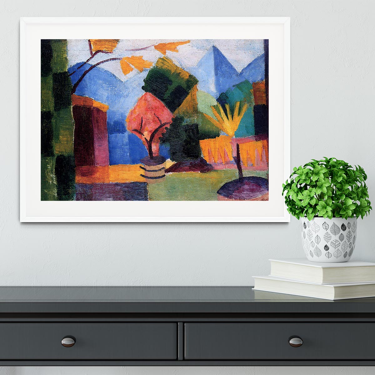 Garden on the lake of Thun by Macke Framed Print - Canvas Art Rocks - 5