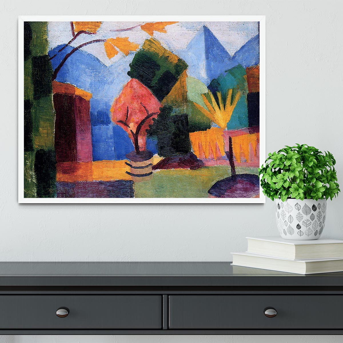 Garden on the lake of Thun by Macke Framed Print - Canvas Art Rocks -6