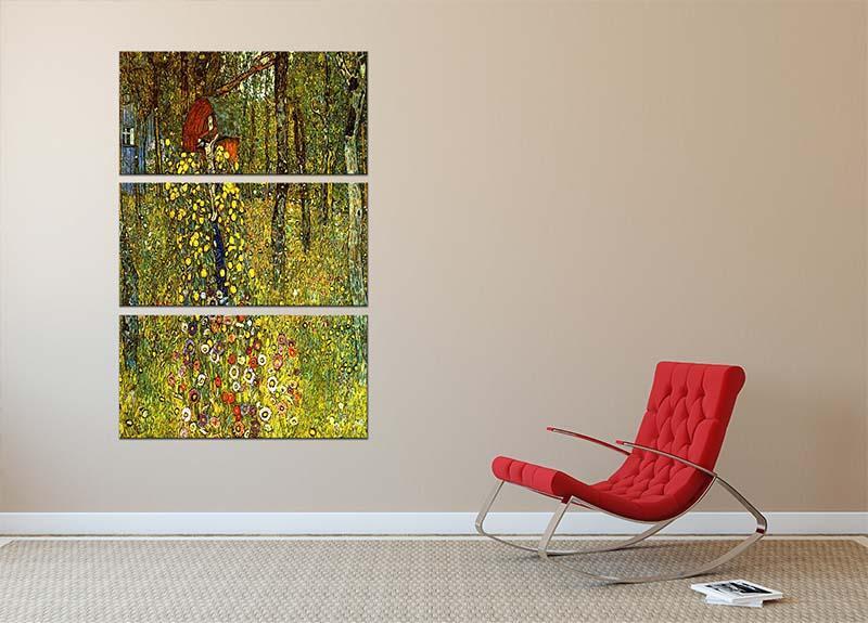 Garden with crucifix by Klimt 3 Split Panel Canvas Print - Canvas Art Rocks - 2