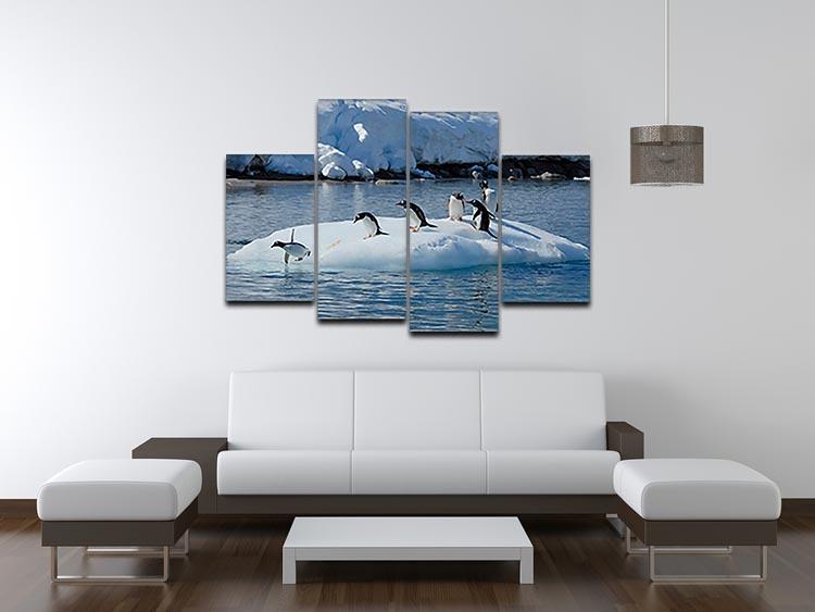Gentoo Penguin playtime 4 Split Panel Canvas - Canvas Art Rocks - 3