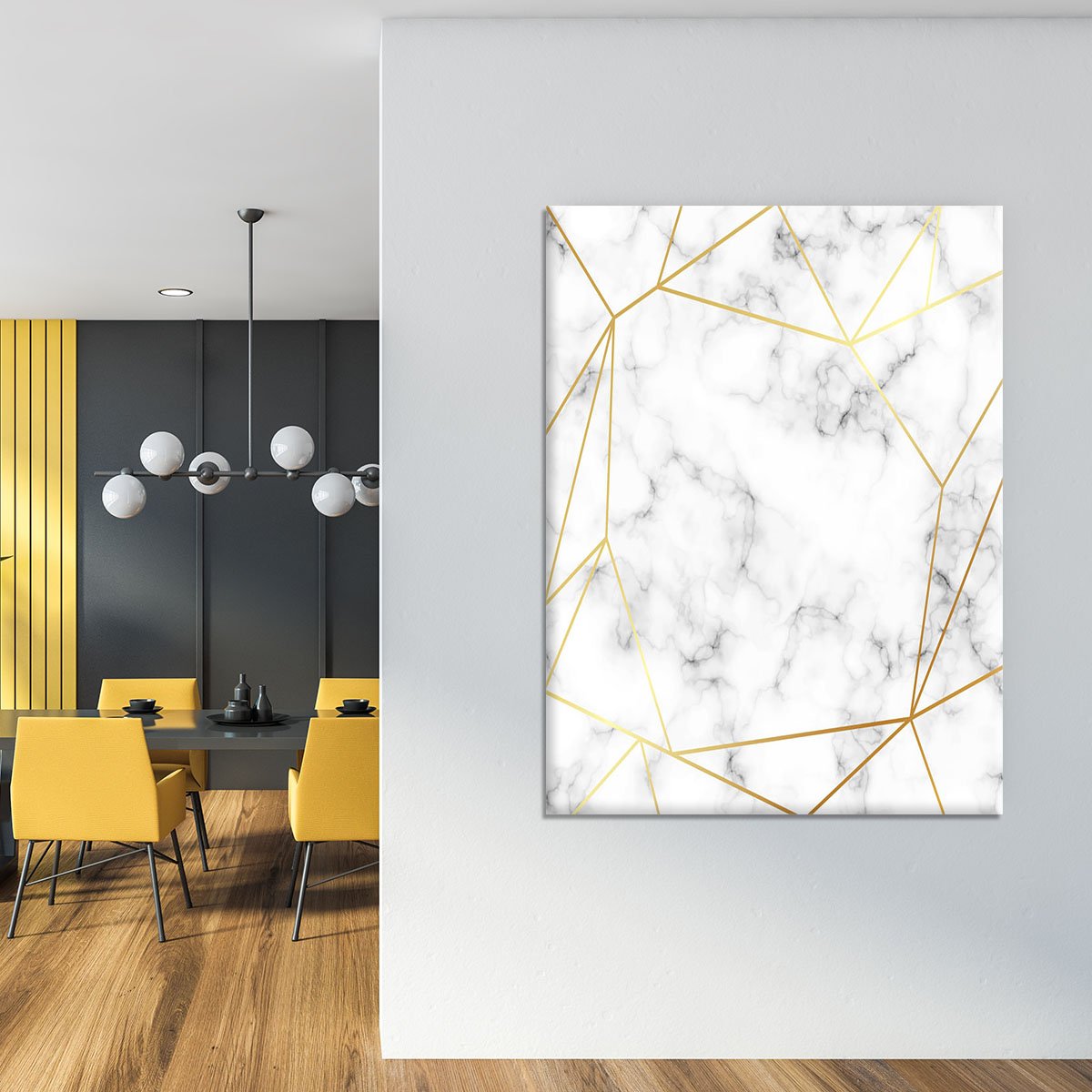 Geometric Gold Patterned Marble Canvas Print or Poster