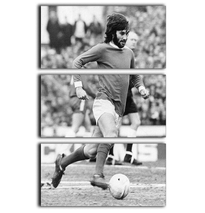 George Best Manchester United 3 Split Panel Canvas Print - Canvas Art Rocks - 1