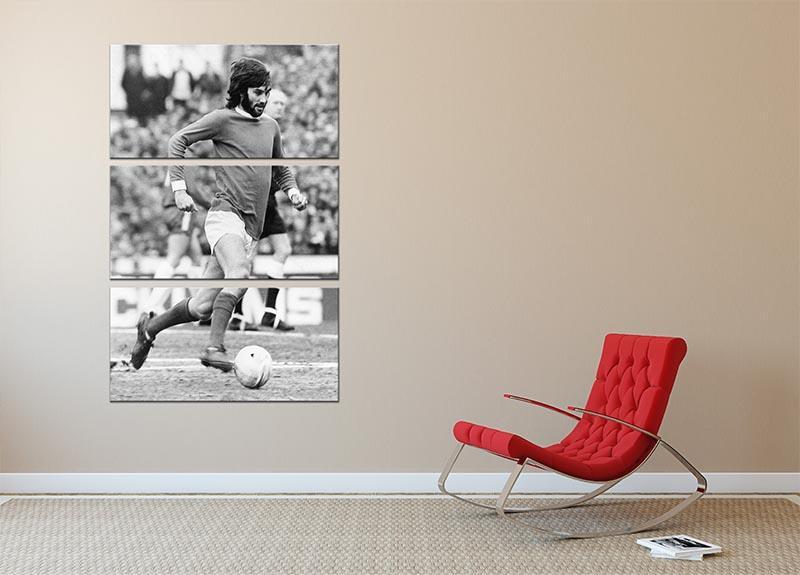 George Best Manchester United 3 Split Panel Canvas Print - Canvas Art Rocks - 2