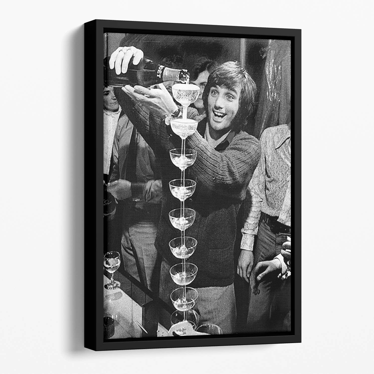 George Best pouring champagne Floating Framed Canvas