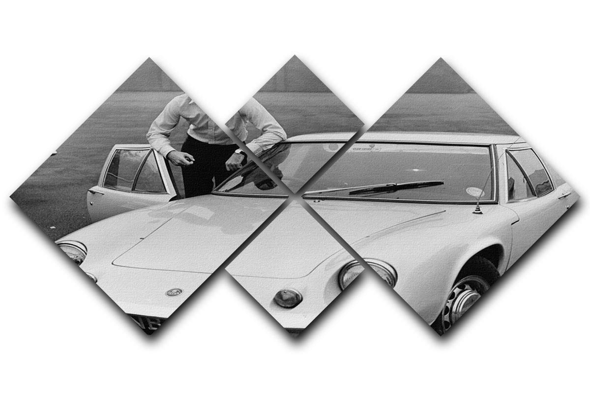George Best with his Lotus Europa 4 Square Multi Panel Canvas  - Canvas Art Rocks - 1