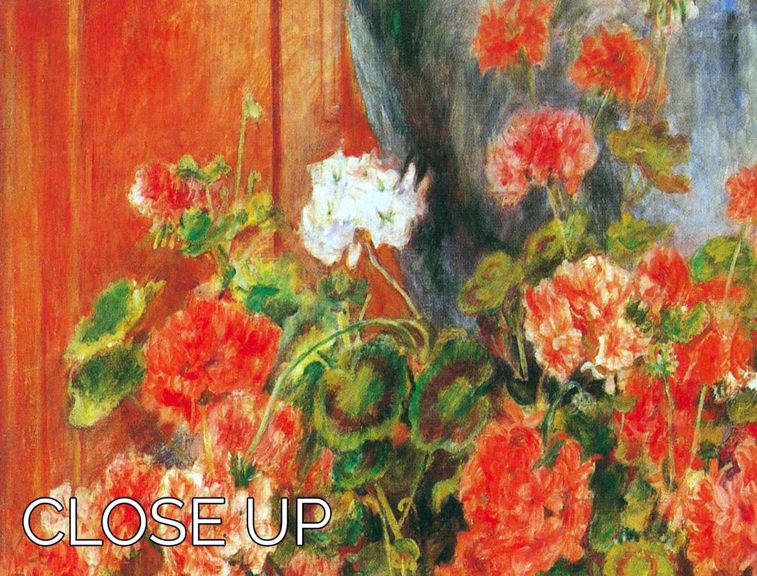 Geraniums and cats by Renoir 3 Split Panel Canvas Print - Canvas Art Rocks - 3