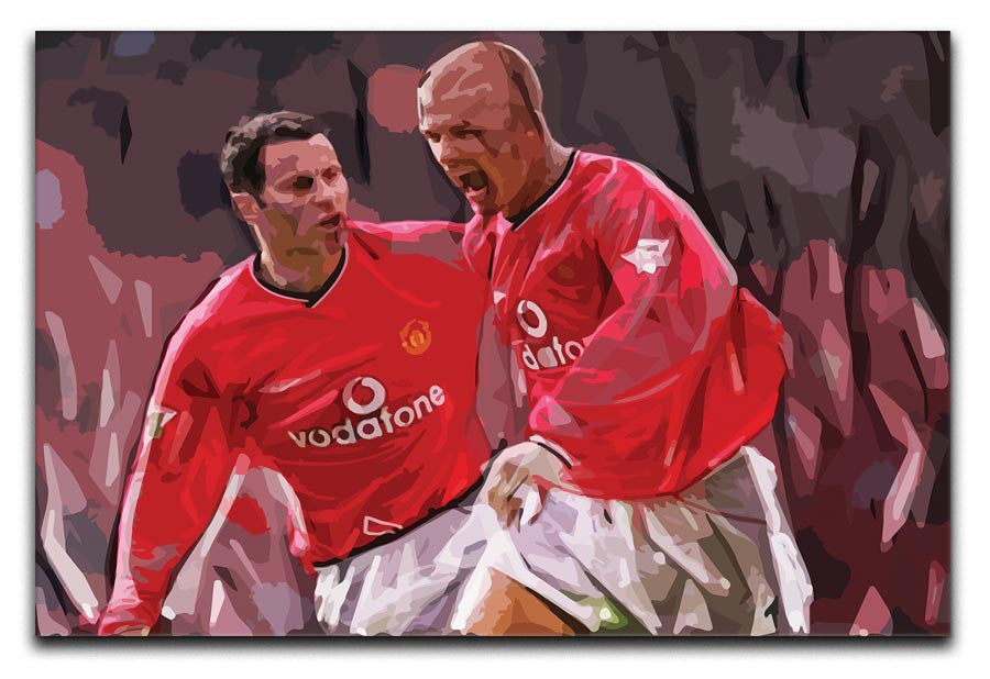 Ryan Giggs and David Beckham Print - Canvas Art Rocks - 1