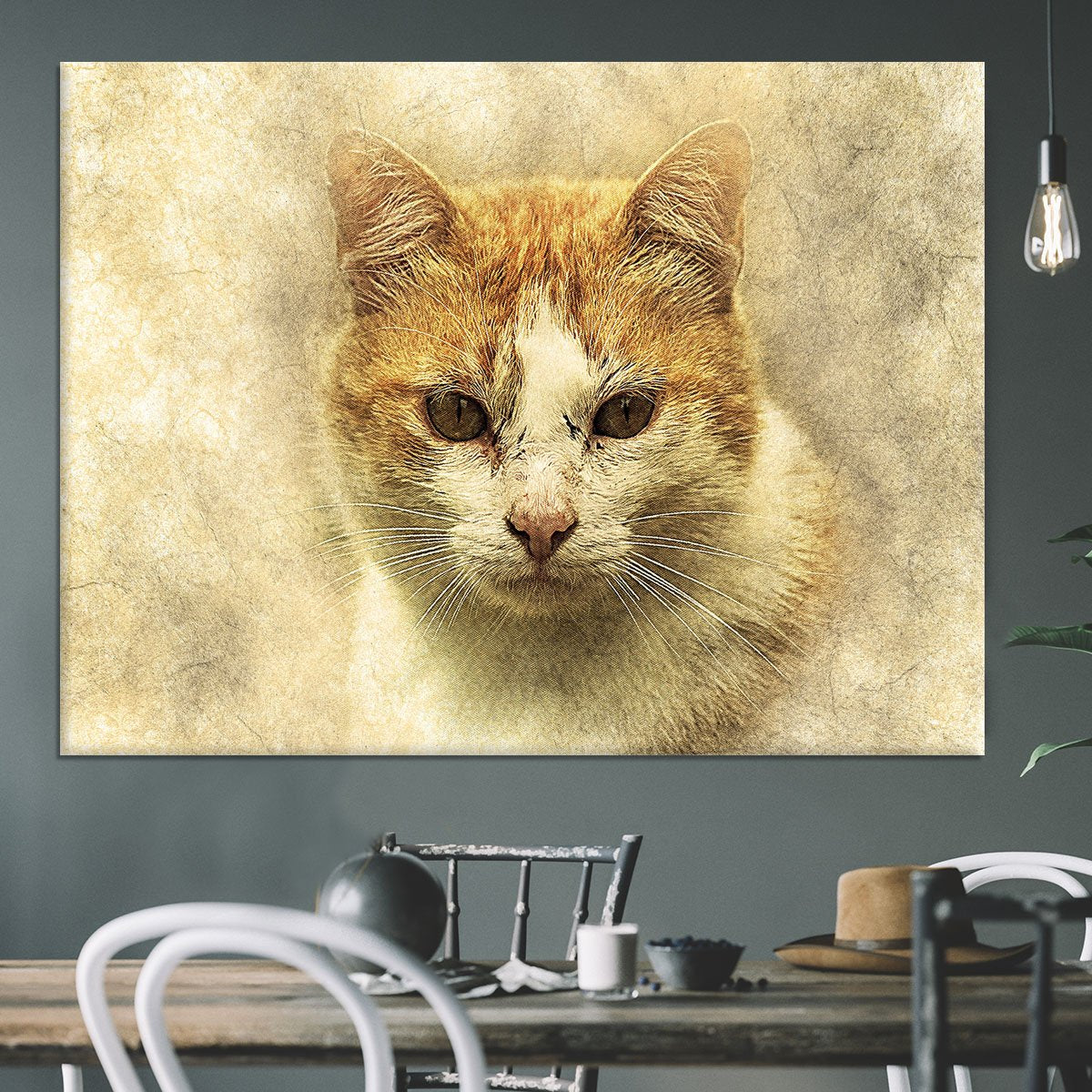 Ginger Cat Painting Canvas Print or Poster