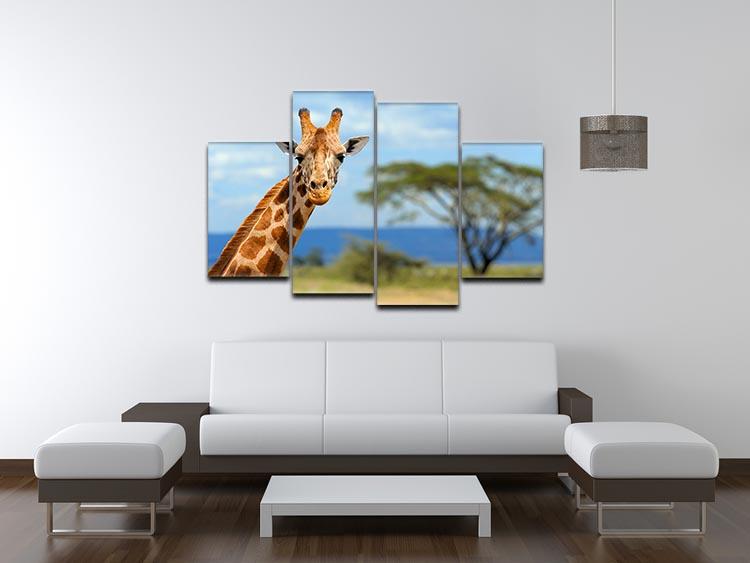 Giraffe in front Amboseli national park Kenya 4 Split Panel Canvas - Canvas Art Rocks - 3