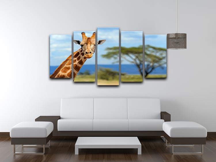 Giraffe in front Amboseli national park Kenya 5 Split Panel Canvas - Canvas Art Rocks - 3