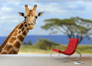 Giraffe in front Amboseli national park Kenya Wall Mural Wallpaper - Canvas Art Rocks - 2