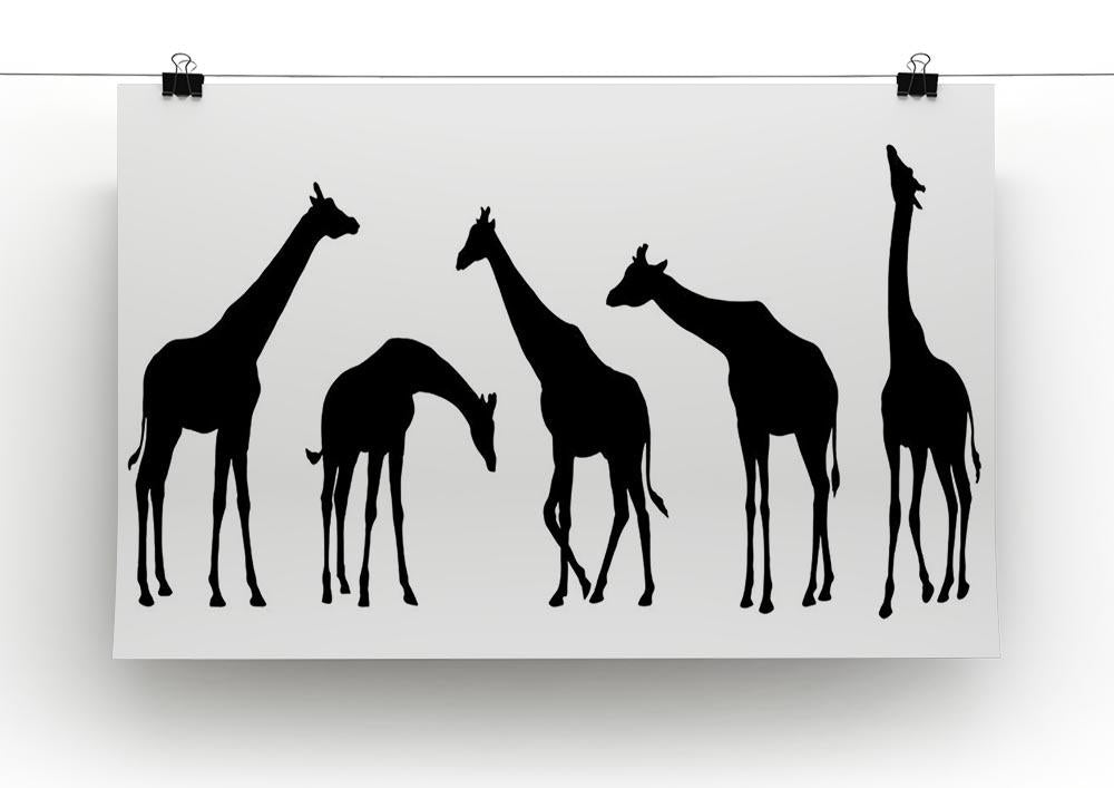 Giraffe silhouettes on the white background Canvas Print or Poster - Canvas Art Rocks - 2