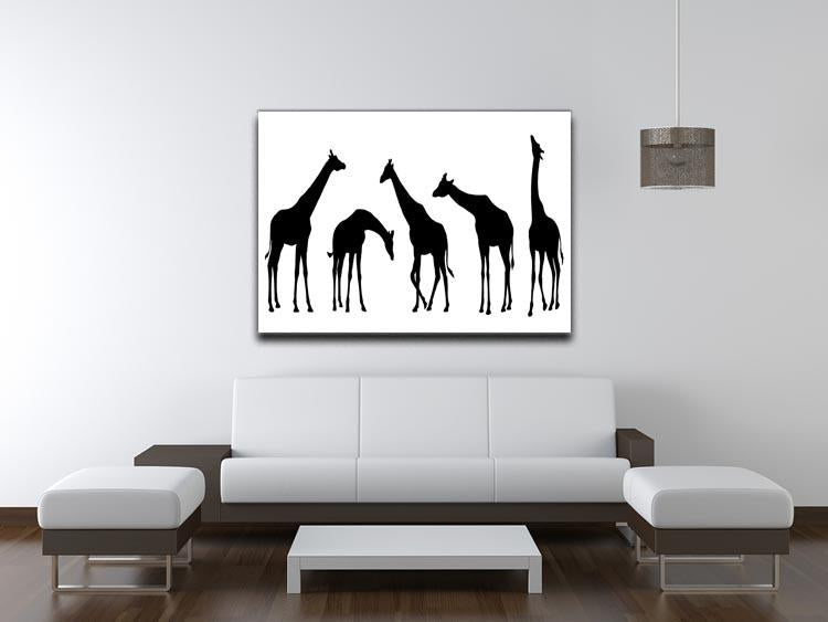 Giraffe silhouettes on the white background Canvas Print or Poster - Canvas Art Rocks - 4