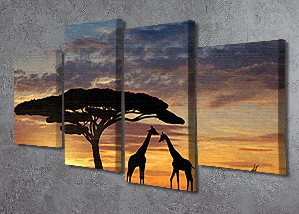 Giraffes with Kudu at sunset 4 Split Panel Canvas - Canvas Art Rocks - 2