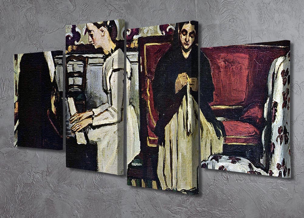 Girl at Piano by Cezanne 4 Split Panel Canvas - Canvas Art Rocks - 2