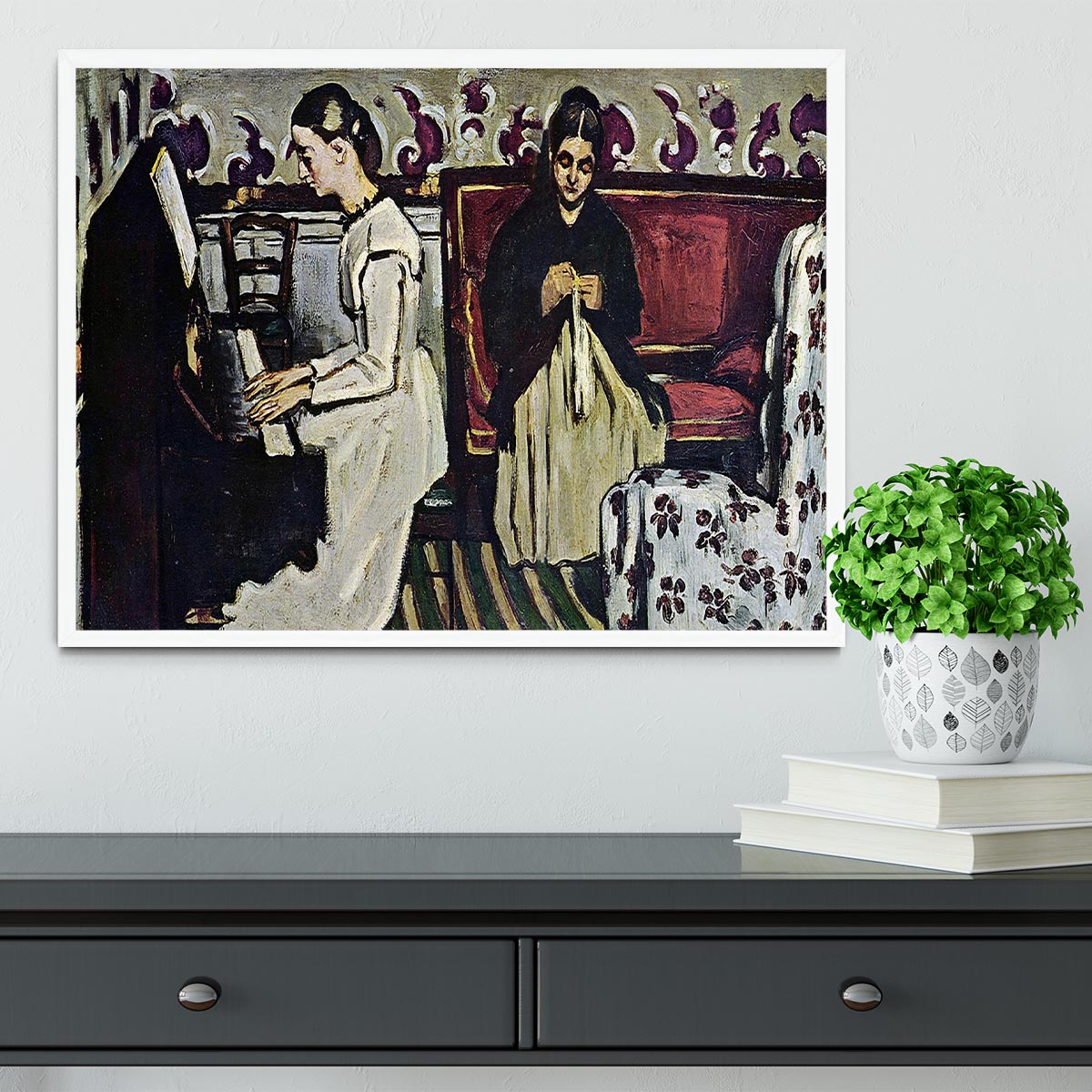 Girl at Piano by Cezanne Framed Print - Canvas Art Rocks -6