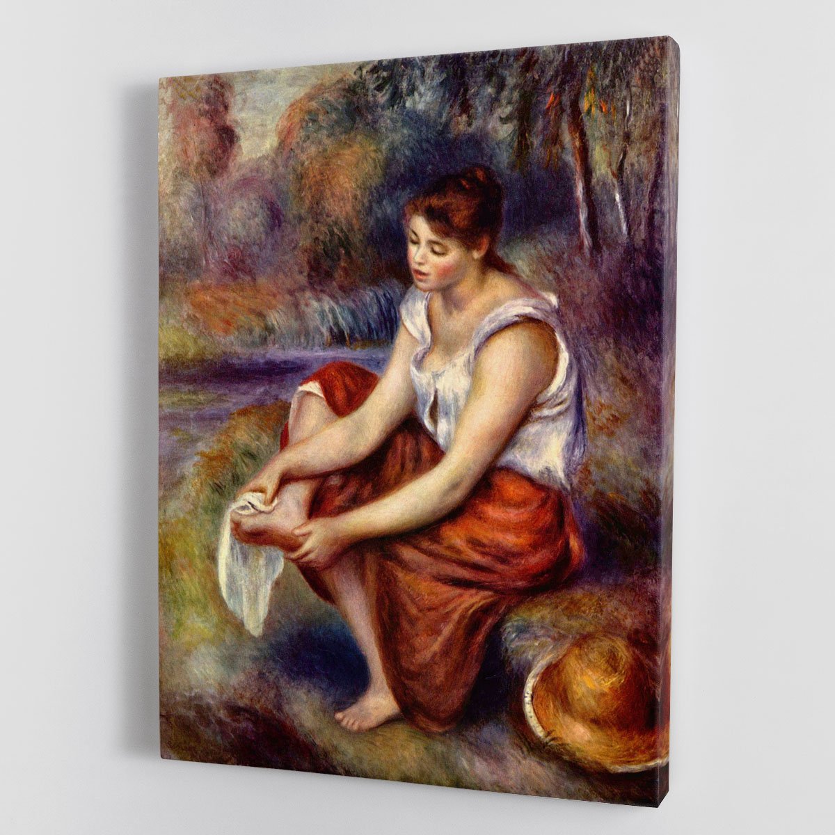 Girl dryes her feet by Renoir Canvas Print or Poster