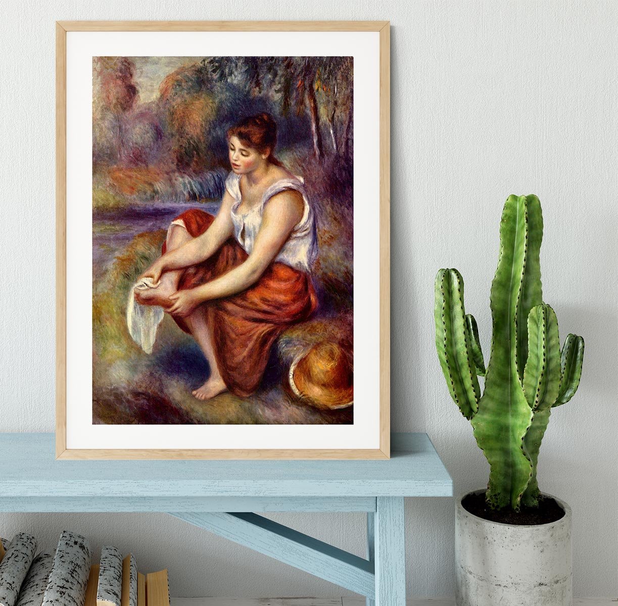 Girl dryes her feet by Renoir Framed Print - Canvas Art Rocks - 3