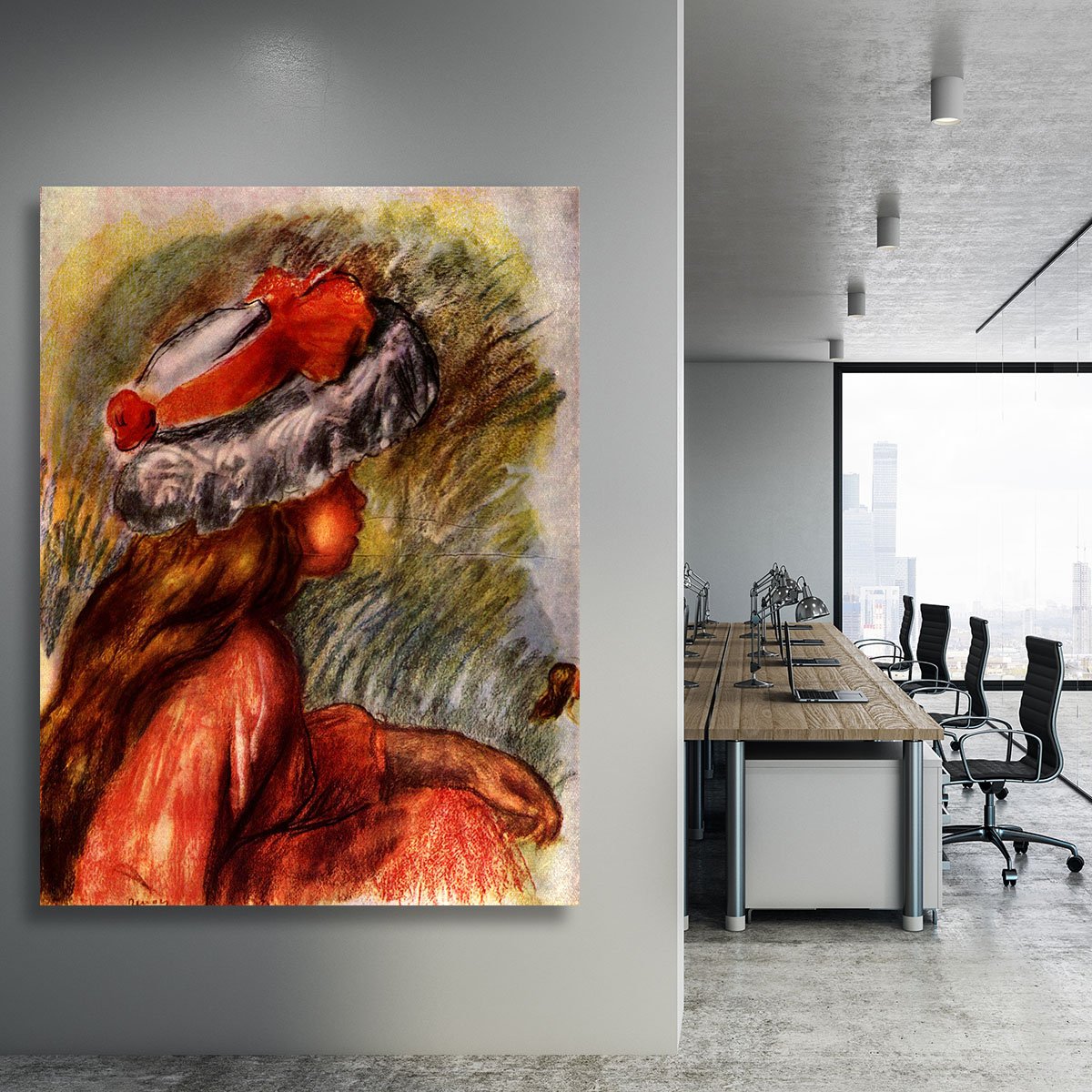 Girl head by Renoir Canvas Print or Poster