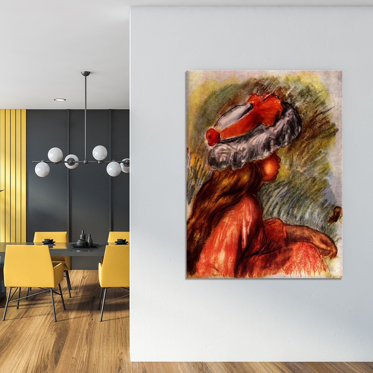 Girl head by Renoir Canvas Print or Poster