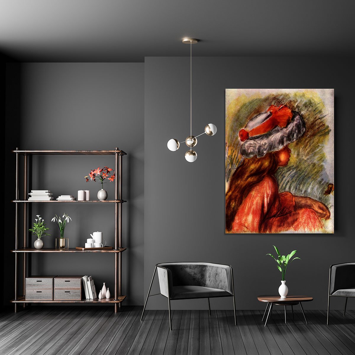 Girl head by Renoir Canvas Print or Poster
