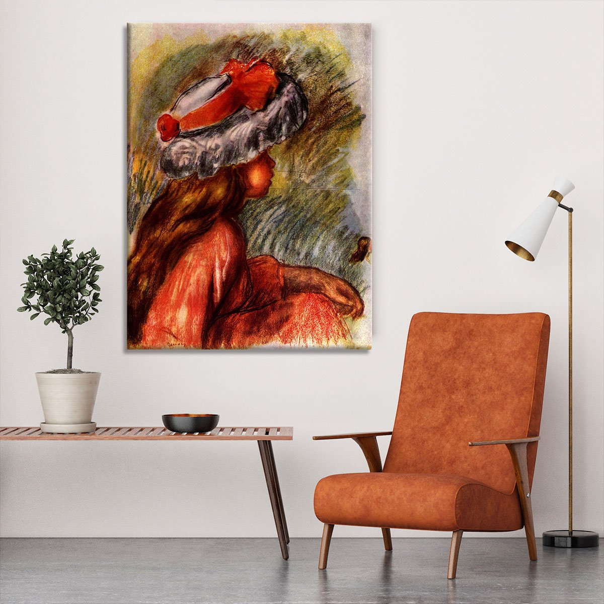 Girl head by Renoir Canvas Print or Poster