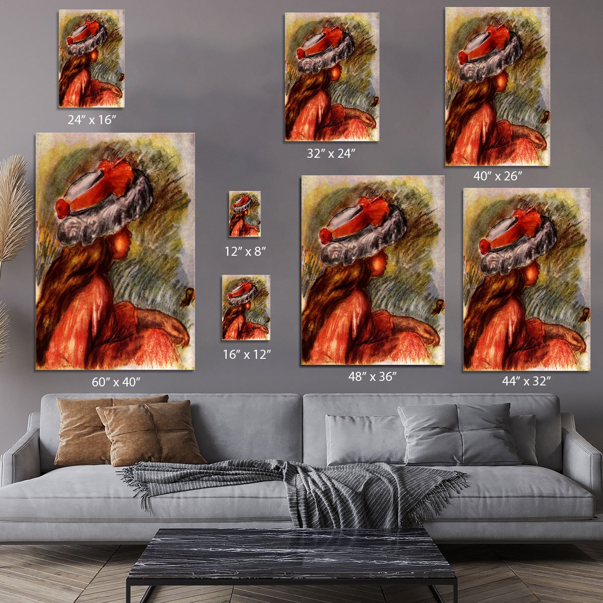 Girl head by Renoir Canvas Print or Poster