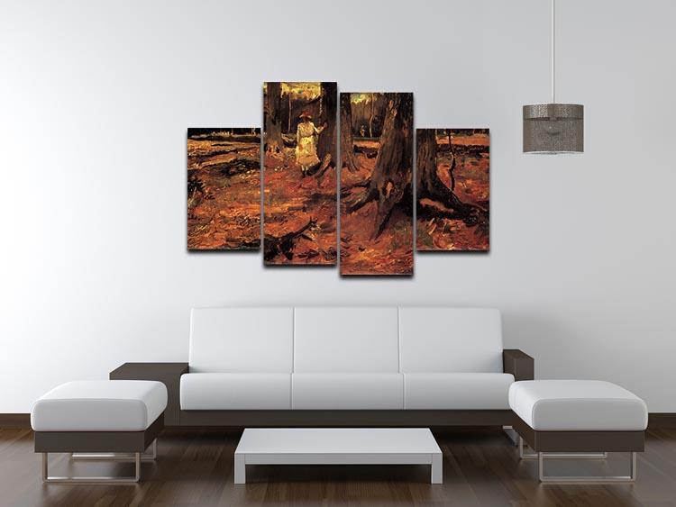 Girl in White in the Woods by Van Gogh 4 Split Panel Canvas - Canvas Art Rocks - 3
