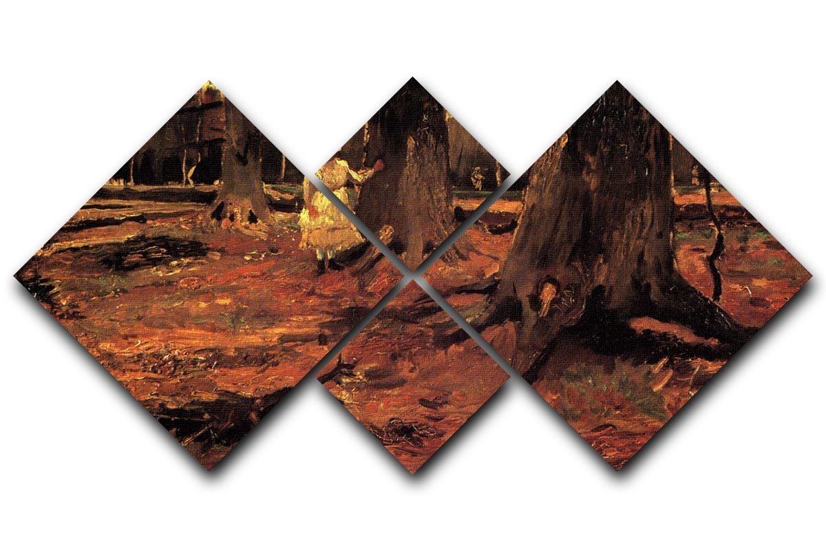 Girl in White in the Woods by Van Gogh 4 Square Multi Panel Canvas  - Canvas Art Rocks - 1