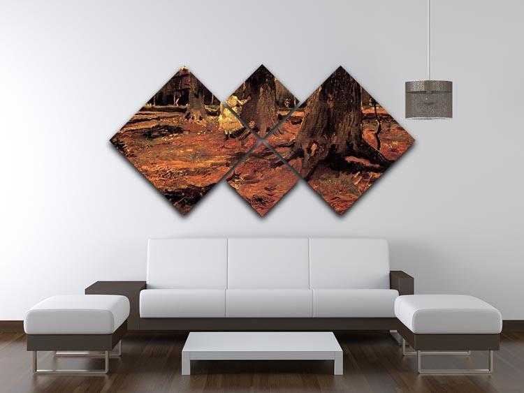 Girl in White in the Woods by Van Gogh 4 Square Multi Panel Canvas - Canvas Art Rocks - 3