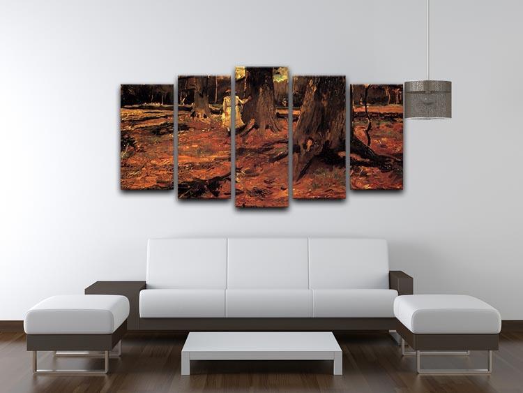 Girl in White in the Woods by Van Gogh 5 Split Panel Canvas - Canvas Art Rocks - 3